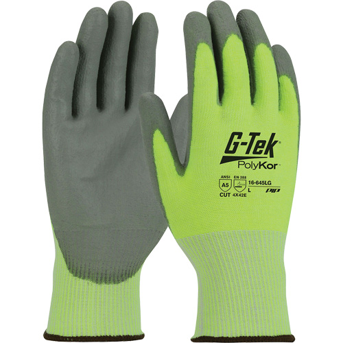 G-Tek&reg; PolyKor&reg; Cut Resistant Gloves, Small, 13 Gauge, Polyurethane Coated, ASTM ANSI Level A5/EN 388 Level E Brunswick Fyr & Safety