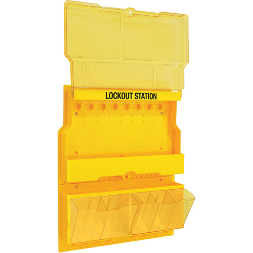 Deluxe Lockout Station with Cover and Trilingual Labels, None Padlocks, 32 Padlock Capacity, Padlocks Not Included Brunswick Fyr & Safety