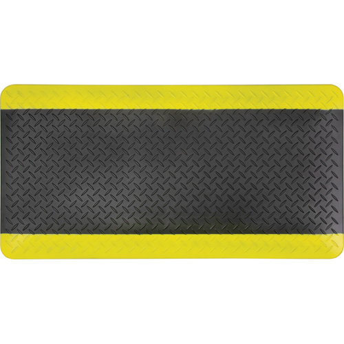 Anti-Fatigue Matting, Diamond, 1-2/3' x 3-1/4' x 3/4", Black/Yellow, Polyurethane Brunswick Fyr & Safety