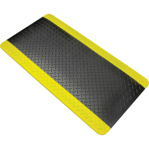 Anti-Fatigue Matting, Diamond, 1-2/3' x 3-1/4' x 3/4", Black/Yellow, Polyurethane Brunswick Fyr & Safety
