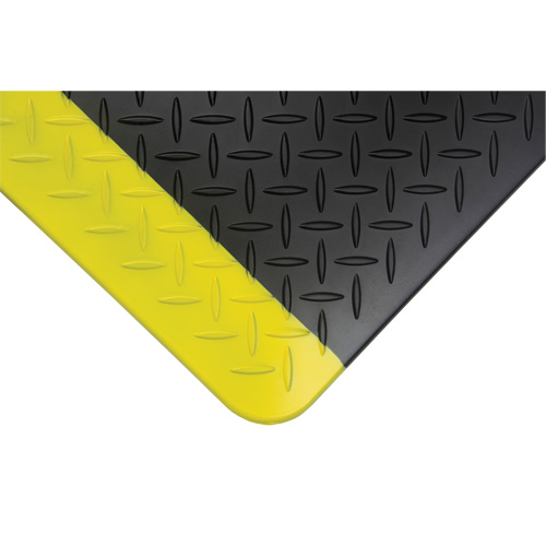 Anti-Fatigue Matting, Diamond, 1-2/3' x 3-1/4' x 3/4", Black/Yellow, Polyurethane Brunswick Fyr & Safety