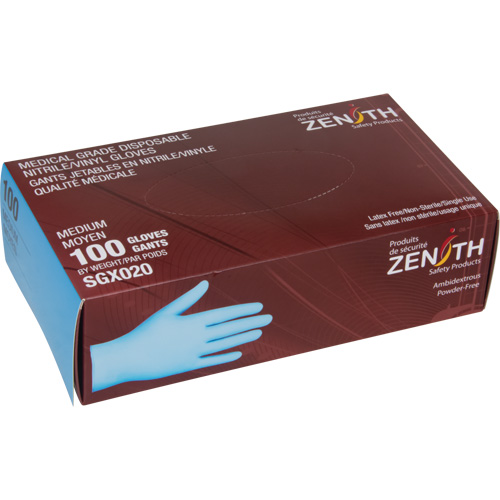 Tactile Medical-Grade Disposable Gloves, Small, Nitrile/Vinyl, 4.5-mil, Powder-Free, Blue, Class 2 Brunswick Fyr & Safety