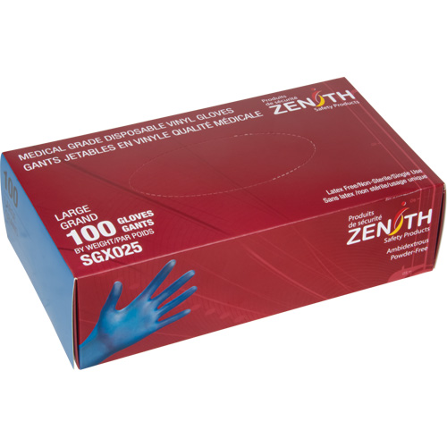 Medical-Grade Disposable Gloves, Small, Vinyl, 4.5-mil, Powder-Free, Blue, Class 2 Brunswick Fyr & Safety
