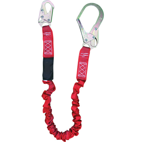 ShockSorb Internal Shock Lanyard, 6', Rebar Hook Center, Snap Hook Leg Ends, Polyester Brunswick Fyr & Safety
