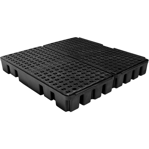 Palette de confinement des d&eacute;versements &agrave; profil bas Black Diamond, Capacit&eacute; de d&eacute;versement 51 gal. US, 49" x 48" x 6,5" Brunswick Fyr & Safety