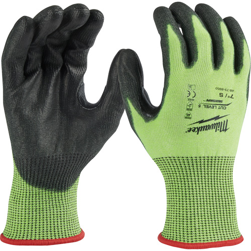 Gants &agrave; haute visibilit&eacute; enduits par trempage, Taille Petit, Calibre 15, Rev&ecirc;tement Polyur&eacute;thane, Enveloppe en Poly&eacute;thyl&egrave;ne, ASTM ANSI niveau A5 Brunswick Fyr & Safety