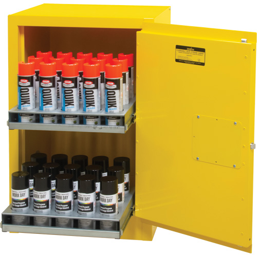Flammable Aerosol Storage Cabinet, 12 gal., 1 Door, 23" W x 35" H x 18" D Brunswick Fyr & Safety