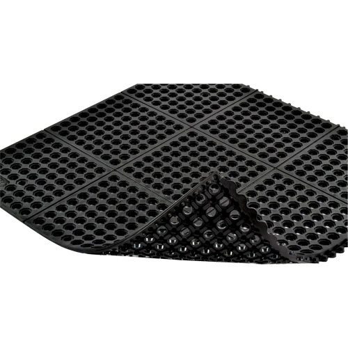 Tapis antifatigue &agrave; imbrication Cushion-Ease 550, &agrave; fentes, 3' x 3' x 3/4", Noir, Caoutchouc Brunswick Fyr & Safety