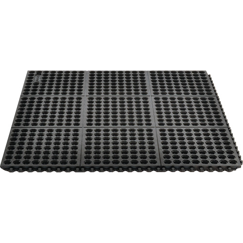 Tapis antifatigue &agrave; imbrication Cushion-Ease 550, &agrave; fentes, 3' x 3' x 3/4", Noir, Caoutchouc Brunswick Fyr & Safety