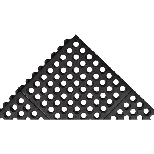 Tapis antifatigue &agrave; imbrication Cushion-Ease 550, &agrave; fentes, 3' x 3' x 3/4", Noir, Caoutchouc Brunswick Fyr & Safety