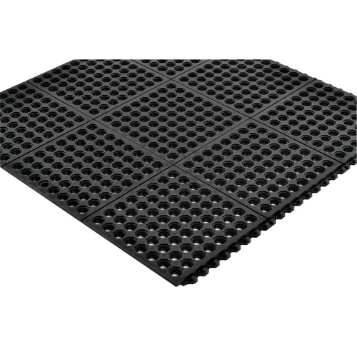 Tapis antifatigue &agrave; imbrication Cushion-Ease 550, &agrave; fentes, 3' x 3' x 3/4", Noir, Caoutchouc Brunswick Fyr & Safety