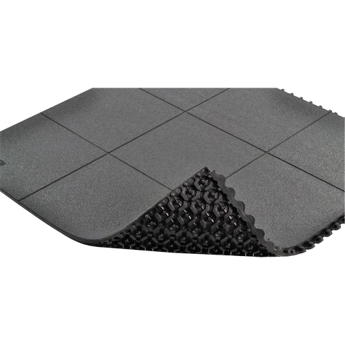 Tapis antifatigue &agrave; imbrication Cushion-Ease, Rugueux, 3' x 3' x 3/4", Noir, Caoutchouc naturel Brunswick Fyr & Safety