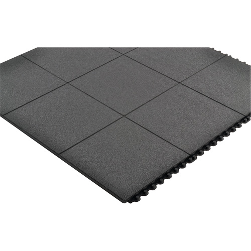 Tapis antifatigue &agrave; imbrication Cushion-Ease, Rugueux, 3' x 3' x 3/4", Noir, Caoutchouc naturel Brunswick Fyr & Safety