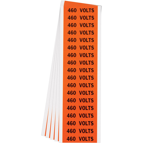 "460 Volts" Conduit & Voltage Labels, 1/2" x 2-1/4", Cloth/Vinyl, English Brunswick Fyr & Safety