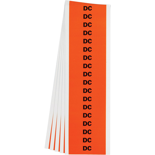"DC" Conduit & Voltage Labels, 1/2" x 2-1/4", Cloth/Vinyl, English Brunswick Fyr & Safety