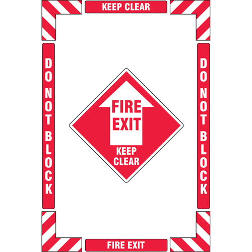 "Fire Exit" Floor Marking Kit, Adhesive, English with Pictogram Brunswick Fyr & Safety