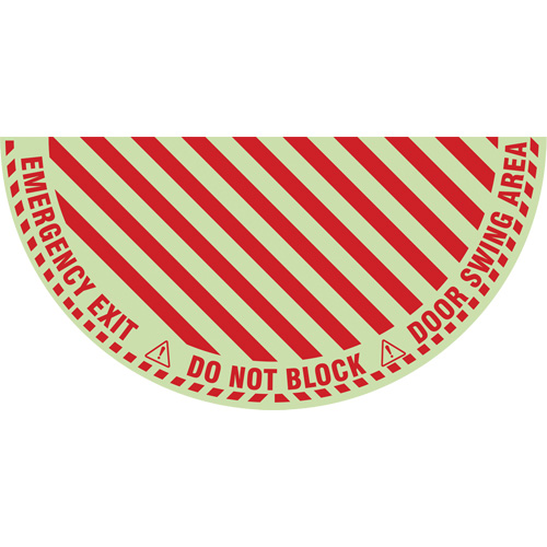 Signalisation au sol ?Emergency Exit? (sortie de secours) pour porte battante en demi-cercle, Adh&eacute;sif, Anglais avec pictogramme Brunswick Fyr & Safety