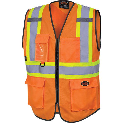 6958 Zipper Front Safety Vest, High Visibility Orange, Small, Polyester Brunswick Fyr & Safety