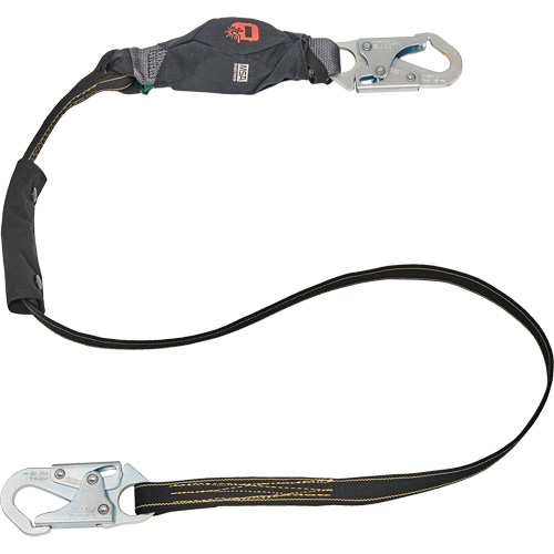 Anti-Corrosion Energy Absorbing Lanyard, 6', Rebar Hook Center, Snap Hook Leg Ends, Polyester Brunswick Fyr & Safety