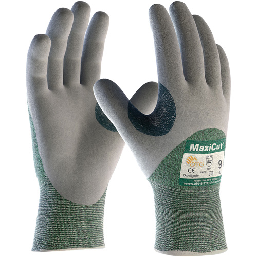 Gants en tissu technique r&eacute;sistant aux coupures ATG MaxiCut, Taille Grand, Calibre 15, Rev&ecirc;tement Nitrile, Enveloppe en Fil technique, ASTM ANSI niveau A2/EN 388 niveau 3/EN 388 niveau B Brunswick Fyr & Safety
