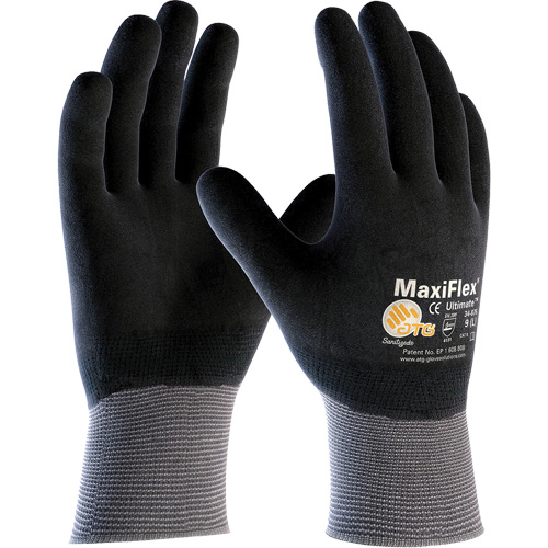 Gants compatibles avec les &eacute;crans tactiles ATG MaxiFlex Ultimate, Grand, R&ecirc;vetement Nitrile, Calibre 15, Enveloppe en Nylon/&eacute;lasthanne Brunswick Fyr & Safety
