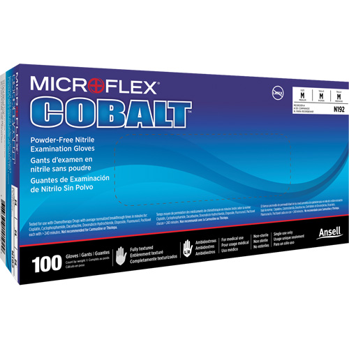 Microflex&reg; Cobalt&reg; N19 Multi-Purpose Exam Gloves, X-Small, Nitrile, 3.9-mil, Powder-Free, Blue, Class 2 Brunswick Fyr & Safety