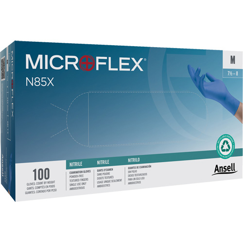 Microflex&reg; N85 Gloves, X-Small, Nitrile, 3.5-mil, Powder-Free, Blue, Class 2 Brunswick Fyr & Safety