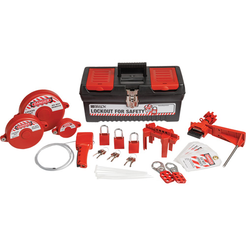 Trousse de cadenassage et d&eacute;tiquetage avec cadenas de s&eacute;curit&eacute; en aluminium et boîte &agrave; outils, Ensemble Vanne, 32 composants compris Brunswick Fyr & Safety