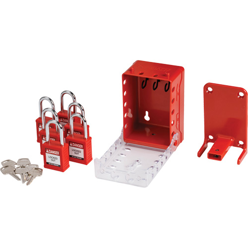 Ultra Compact Group Lockout Box with Nylon Safety Lockout Padlocks, Red Brunswick Fyr & Safety
