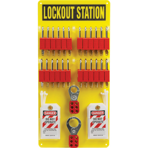 Lockout Board with Keyed Alike Nylon Safety Lockout Padlocks, Plastic Padlocks, 24 Padlock Capacity, Padlocks Included Brunswick Fyr & Safety