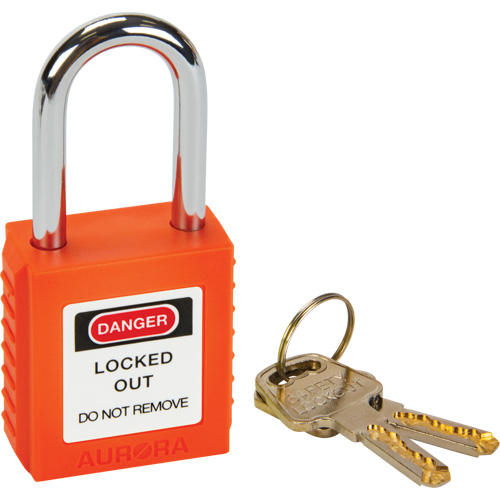 Verrouillage pour les consignations, Cadenas de s&eacute;curit&eacute;, Cl&eacute;s diff&eacute;rentes, Thermoplastique, Largeur de 1-1/2" Brunswick Fyr & Safety