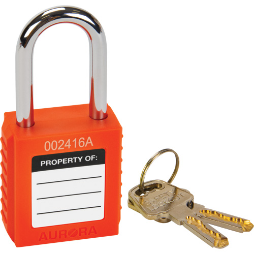Verrouillage pour les consignations, Cadenas de s&eacute;curit&eacute;, Cl&eacute;s diff&eacute;rentes, Thermoplastique, Largeur de 1-1/2" Brunswick Fyr & Safety