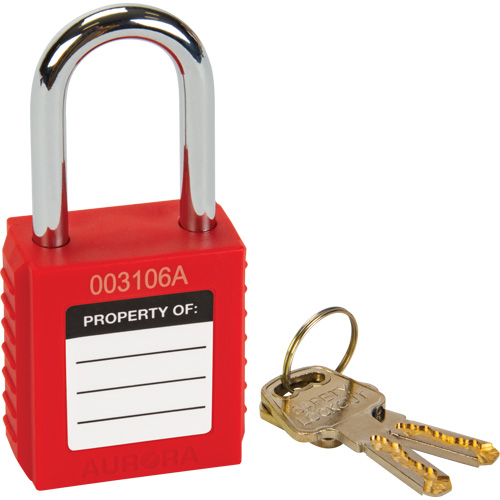 Verrouillage pour les consignations, Cadenas de s&eacute;curit&eacute;, Cl&eacute;s diff&eacute;rentes, Thermoplastique, Largeur de 1-1/2" Brunswick Fyr & Safety
