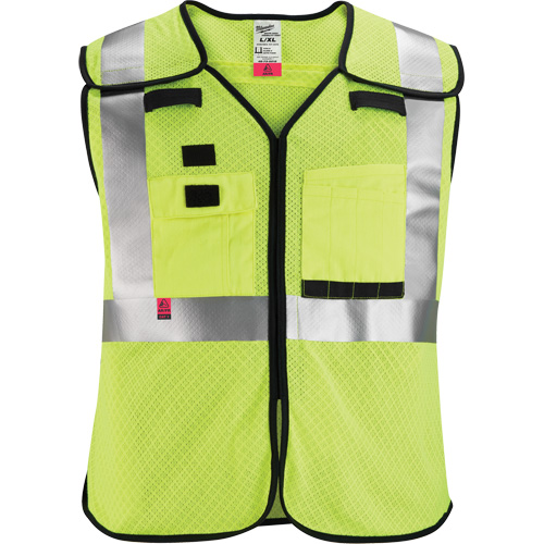 Breakaway Mesh Safety Vest, Black/High Visibility Lime-Yellow, Medium/Small Brunswick Fyr & Safety