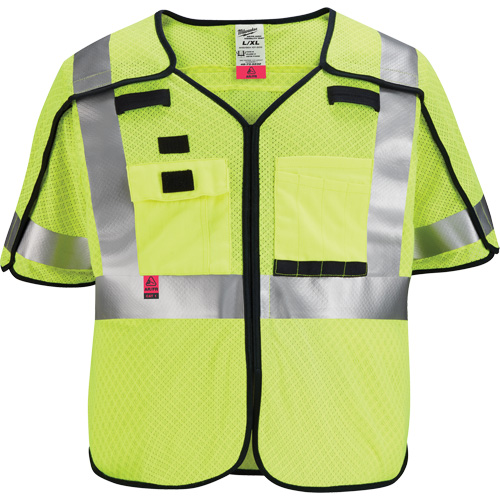 Breakaway Mesh Safety Vest, Black/High Visibility Lime-Yellow, Medium/Small Brunswick Fyr & Safety