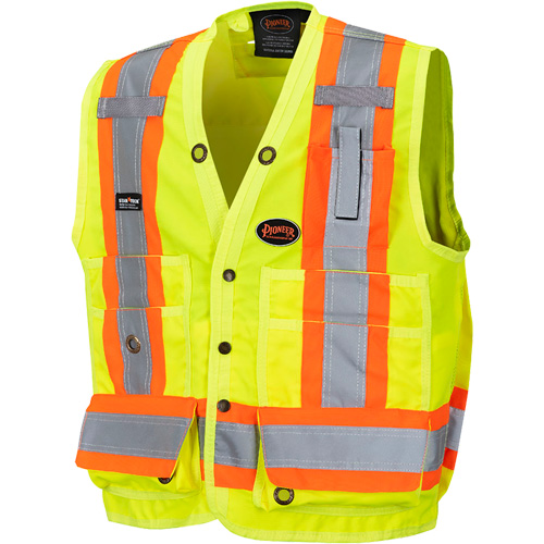 6693 Surveyor's Safety Vest, High Visibility Lime-Yellow, 4X-Large, Polyester Brunswick Fyr & Safety