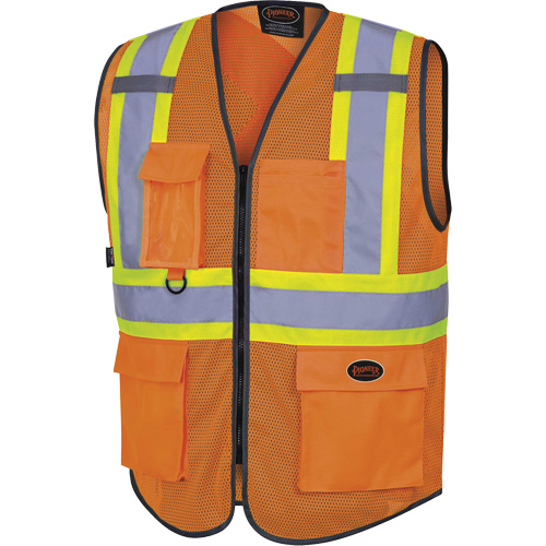 6960 Veste de s&eacute;curit&eacute; &agrave; maille en avant, Orange haute visibilit&eacute;, Moyen, Polyester Brunswick Fyr & Safety