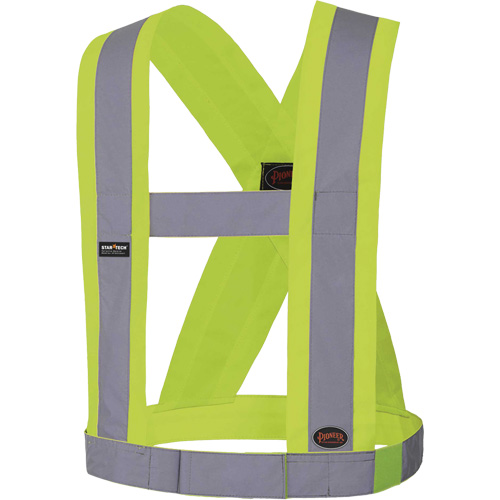 5492 4" Wide Adjustable Safety Sash, Meets/Exceeds CSA Z96 Class 2 - Level 2, High Visibility Lime-Yellow, Silver Reflective Colour, One Size Brunswick Fyr & Safety