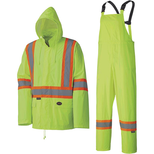 5599 Combinaison de pluie imperm&eacute;able et l&eacute;g&egrave;re, Polyester/PVC, T-petit, Jaune lime haute visibilit&eacute; Brunswick Fyr & Safety