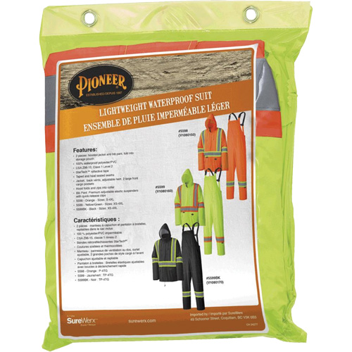 5599 Combinaison de pluie imperm&eacute;able et l&eacute;g&egrave;re, Polyester/PVC, T-petit, Jaune lime haute visibilit&eacute; Brunswick Fyr & Safety