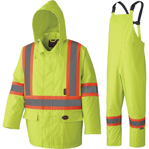 5609 210D Waterproof Rain Suit, Polyester/PVC, X-Small, High Visibility Lime-Yellow Brunswick Fyr & Safety