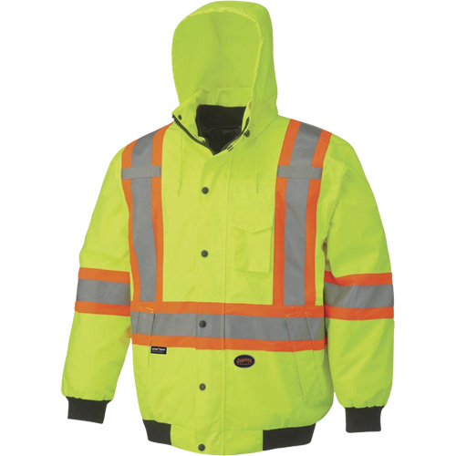 5023 Waterproof 7-in-1 Bomber Jacket, Polyester, High Visibility Lime-Yellow, Small Brunswick Fyr & Safety