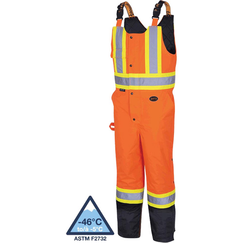 5040BB Waterproof Quilted Bib Pants, Polyester, X-Small, Black/High Visibility Orange Brunswick Fyr & Safety