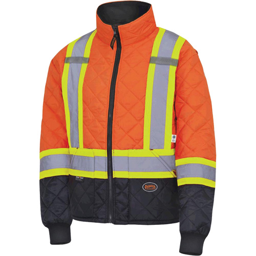 5015 Manteau matelass&eacute; pour cong&eacute;lateur, Polyester, Noir/Orange haute visibilit&eacute;, T-petit Brunswick Fyr & Safety