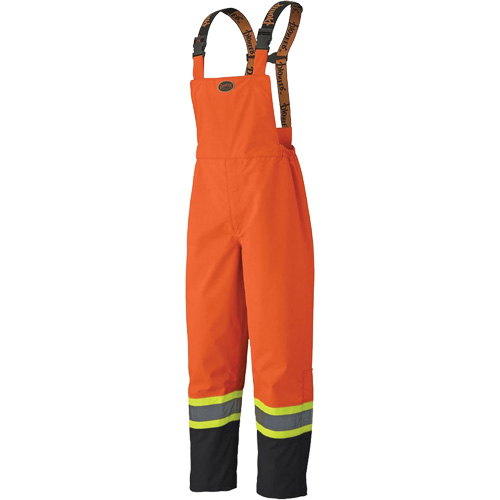 5404 300D Trilobal Ripstop Waterproof Bib Pants, Polyester, Small, Black/High Visibility Orange Brunswick Fyr & Safety