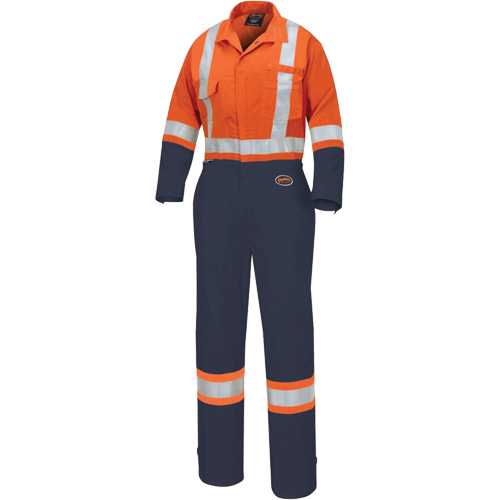 5514WBB Women's 2-Tone Safety Coveralls, X-Small, High Visibility Orange/Navy Blue Brunswick Fyr & Safety