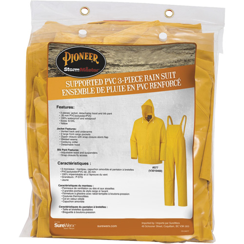577 3-Piece Rain Suit, Polyester/PVC, 6X-Large, Yellow Brunswick Fyr & Safety
