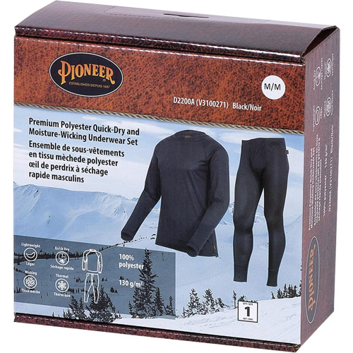 D2200A Ensemble de sous-v&ecirc;tements &agrave; s&eacute;chage rapide et &eacute;vacuation de l'humidit&eacute; de premi&egrave;re qualit&eacute;, Hommes, T-petit, Noir Brunswick Fyr & Safety
