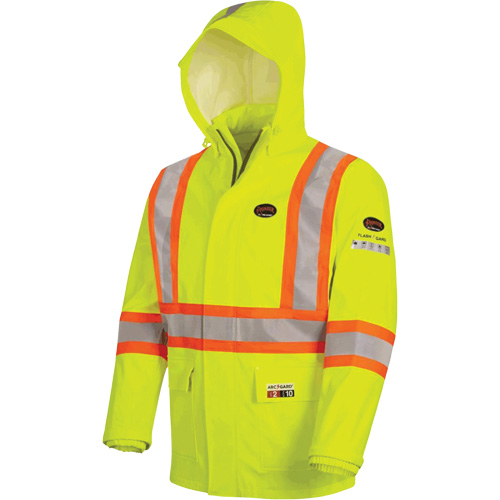 5881 FR/Arc-Rated Waterproof Rain Jacket, X-Small, High Visibility Yellow, 10 cal/cm² Brunswick Fyr & Safety
