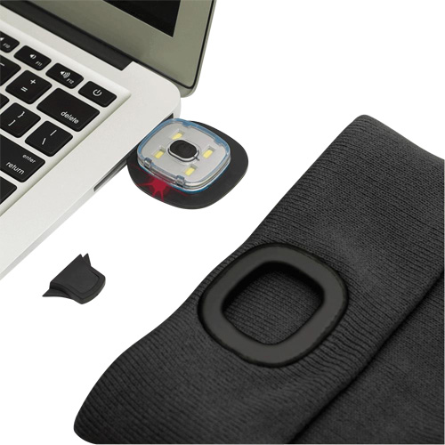 5678 Tuque en tricot avec lampe frontale &agrave; DEL, Doublure en Molleton, Taille unique, Noir Brunswick Fyr & Safety